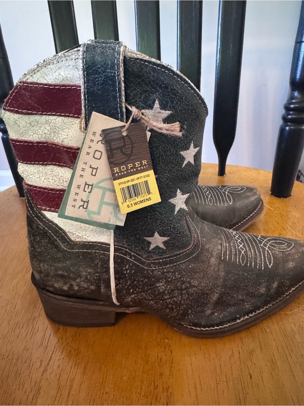 ROPER WOMEN'S AMERICAN BEAUTY FLAG ANKLE BOOTS size 6.5 NWT - Picture 5 of 12